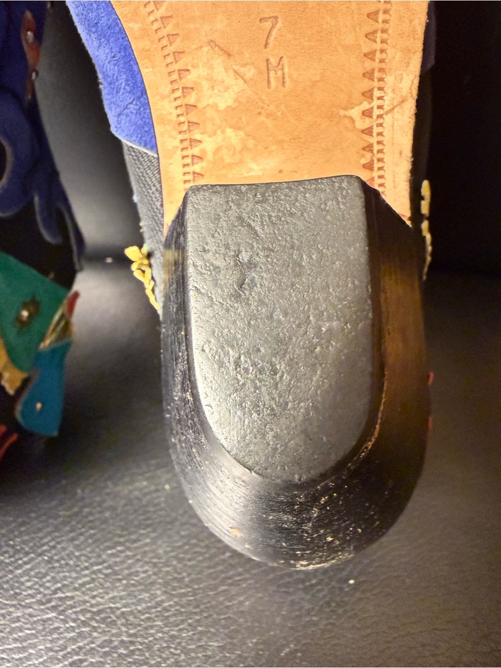 Vintage Zalo Western Cowgirl Boots Size 7M Colorful Leather Appliqué Spain 2" - Picture 10 of 16